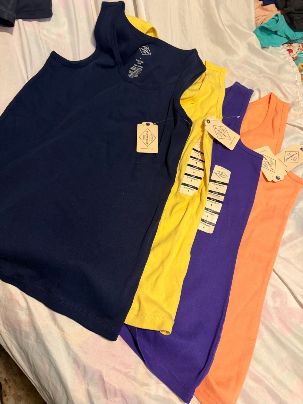 Women’s Tank Top - Navy, Yellow, Purple, Peach - St John’s Bay - Picture 2 of 3